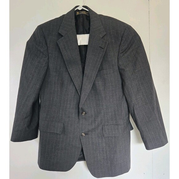 VTG Brooks Brothers Mens Suit Jacket 41R Charcoal Grey Pinstripe Sport Coat - Picture 1 of 8